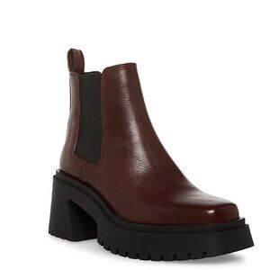 Red Brown Platform Chelsea Boot Squared Toe